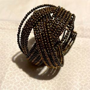 Beautiful brown and gold tone  cuff bracelet